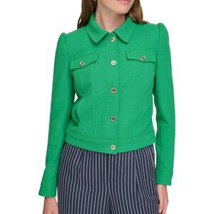 Tommy Hilfiger NWT Women Green Shoulder Pads Solid Soft Shell Jacket 12 BHFO 076